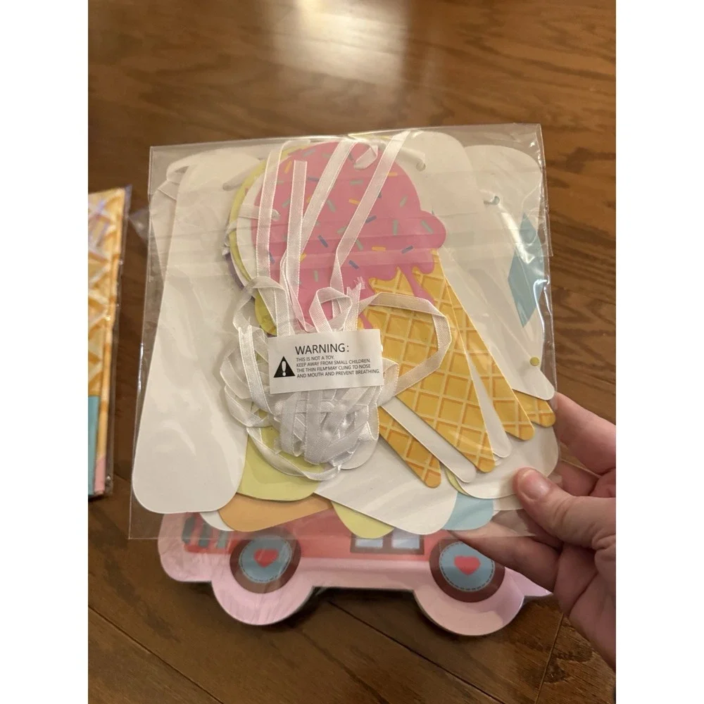 We Love Ice Cream Party Supplies: Banner 24 Big Plates 24 Small Plates 24 Napkin
